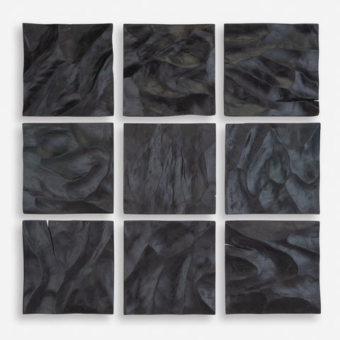 Uttermost Malosi Black Modern Organic Handcrafted Matte Wall Sculpture - Set of 9