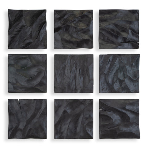 Uttermost Malosi Black Modern Organic Handcrafted Matte Wall Sculpture - Set of 9