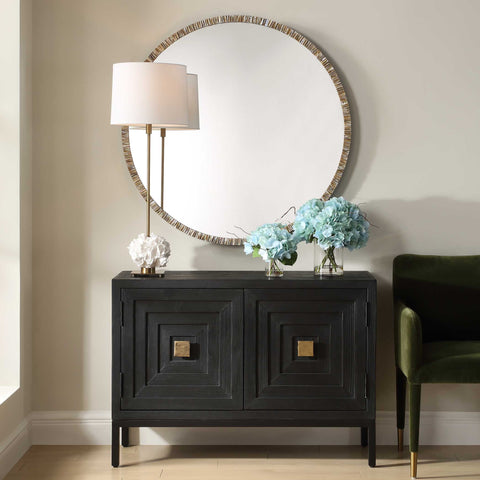 Contemporary Mosaic Round Accent Mirror for Entryway