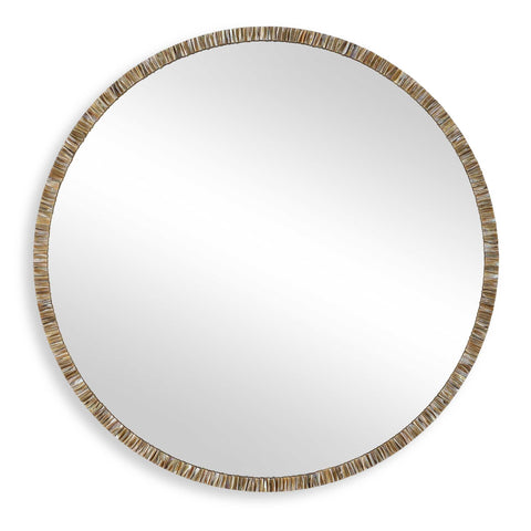 Contemporary Mosaic Round Accent Mirror for Entryway