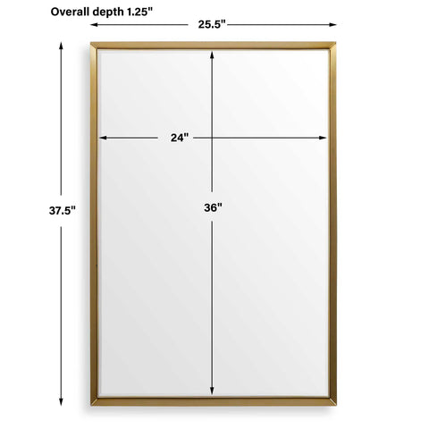 Contemporary Brass Accent Rectangle Wall Mirror for Entryway