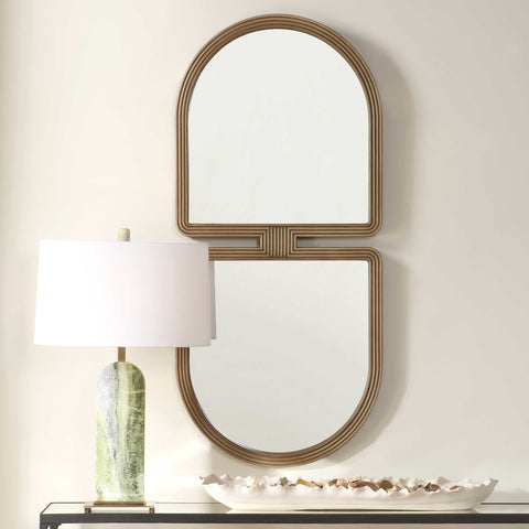 Art Deco Gold Leaf Framed Accent Wall Mirror