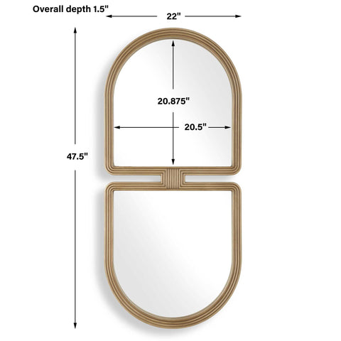 Art Deco Gold Leaf Framed Accent Wall Mirror