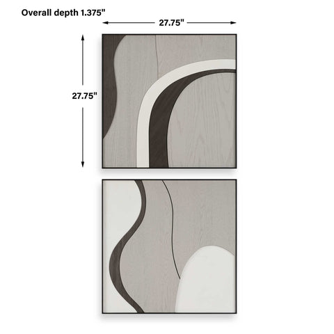 Uttermost Joel Modern Wall Panel in Matte Black for Contemporary Spaces - Set of 2