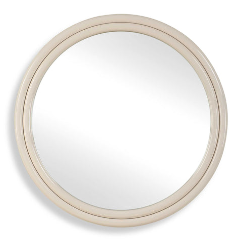 Traditional Lacquered Brass Framed Round Accent Wall Mirror