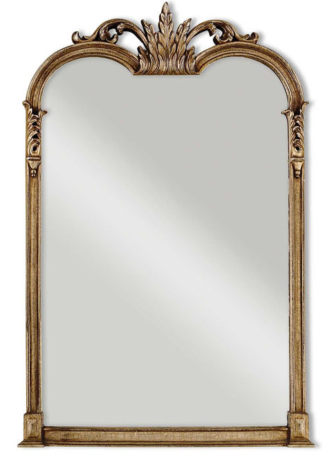 Traditional Arch Accent Mirror with Distressed Silver Leaf Finish