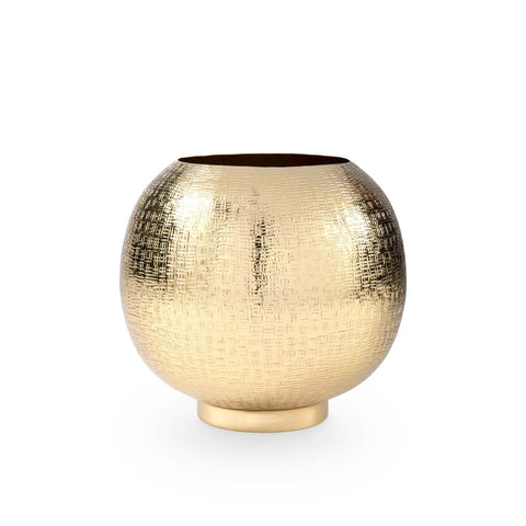 Global Eclecticist Organic Embossed Geometric Brass Planter
