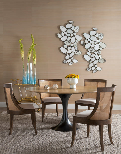 Artful Traditionalist Art Deco Hand Woven Barrel Accent Chair