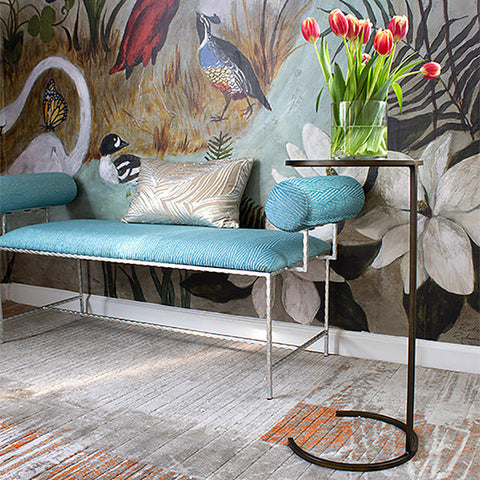 Worlds Away Contemporary Bronze Mirror C Table Accent Table