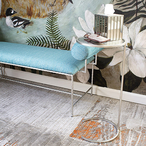 Worlds Away Contemporary C Table with Mirror Frame Accent Table