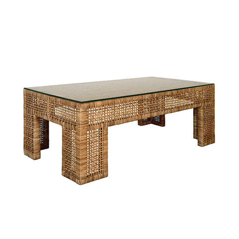 Worlds Away Bohemian Rattan Rectangle Coffee Table