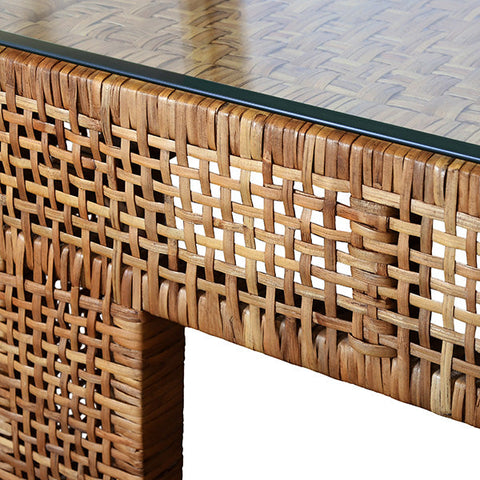 Worlds Away Bohemian Rattan Rectangle Coffee Table
