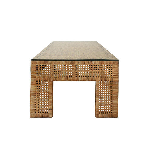 Worlds Away Bohemian Rattan Rectangle Coffee Table