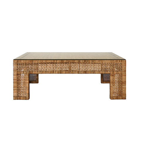 Worlds Away Bohemian Rattan Rectangle Coffee Table