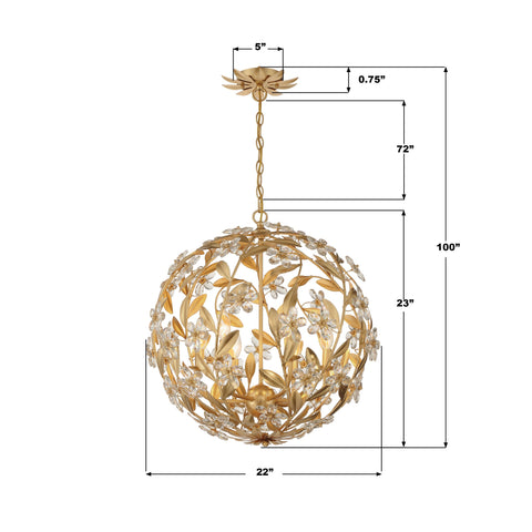 Marselle Elegant Handcrafted Pendant Light with Crystals