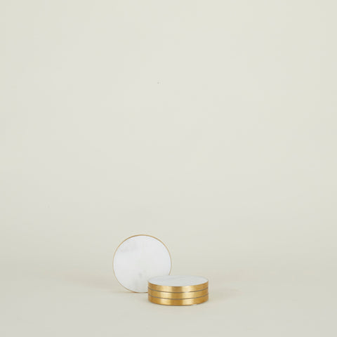 Hawkins New York Tabletop Essentials Contemporary Round Marble Drink Coaster - Set of 4