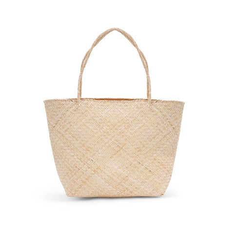 Beach Geometric Handmade Rattan Open Top Tote