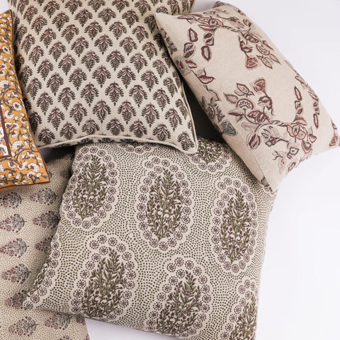 Filling Spaces Artful Traditionalist Bohemian Embroidery Lumbar Pillow - 18 x 18 - 20 x 20 - 22 x 22 - 24 x 24 - 26X 26 - 14 x 20 - 14 x 40 - 18 x 40 - 16 x 50