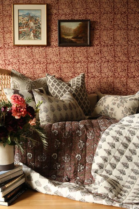 Filling Spaces Artful Traditionalist Bohemian Graphic Lumbar Pillow - 18 x 18 - 20 x 20 - 22 x 22 - 24 x 24 - 26X 26 - 14 x 20 - 14 x 40 - 18 x 40 - 16 x 50