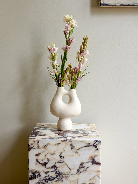 Decorating Essentials Minimalist Marble Cube Pedestal Stand