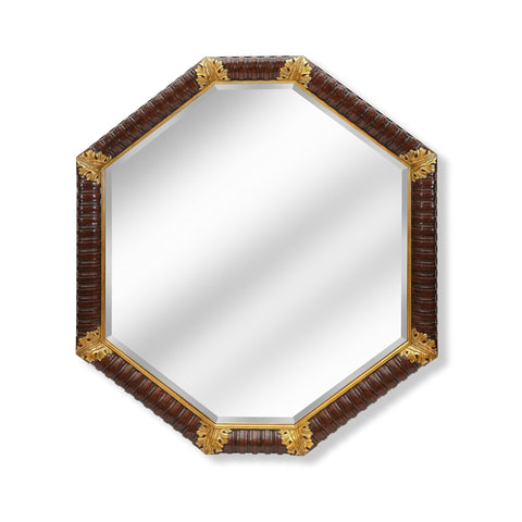 Traditional Gold Leaf Handcrafted Octagon Accent Wall Mirror