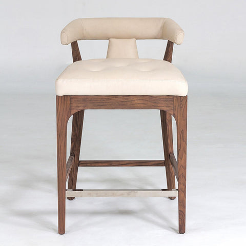 Timeless Minimalist Contemporary Walnut Low Back Counter Stool