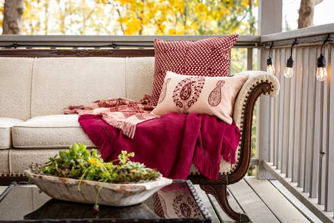 Powered by People Artful Traditionalist Bohemian Hand Block Print Floral Pillow Cover - 12 x 20