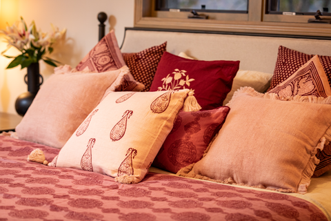 Powered by People Artful Traditionalist Bohemian Hand Block Print Linen Pillow Cover - 20 x 20