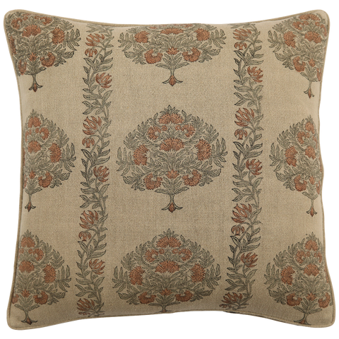 Filling Spaces Artful Traditionalist Bohemian Hand Block Print Accent Throw Pillow - 22 x 22
