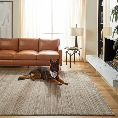 Contemporary Handmade Stripe Area Rug in Brown - Rectangle