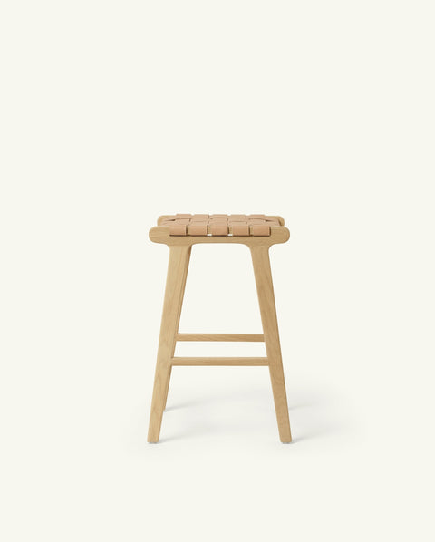 Timeless Minimalist Scandinavian Oak Armless Counter Stool