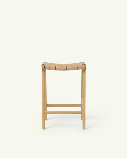 Timeless Minimalist Scandinavian Oak Armless Counter Stool