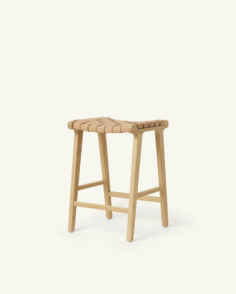 Timeless Minimalist Scandinavian Oak Armless Counter Stool