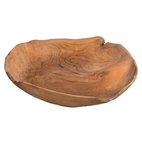 Lasena Natural Teak Wood Hand Carved Table Top Decor Bowl
