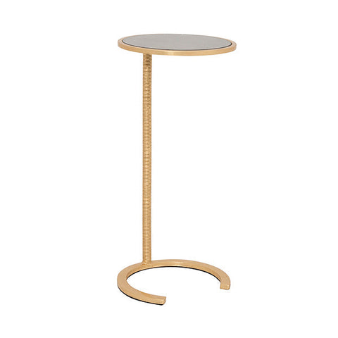Worlds Away Modern Round Drink Table with Mirror Accent Table