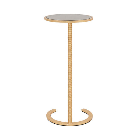 Worlds Away Modern Round Drink Table with Mirror Accent Table