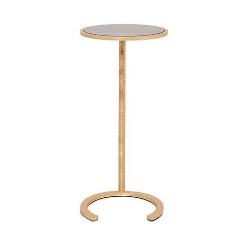 Worlds Away Modern Round Drink Table with Mirror Accent Table