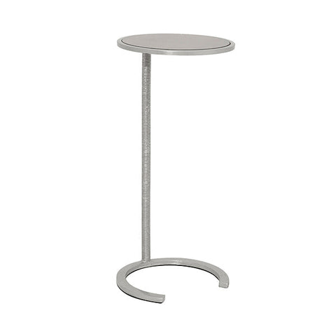 Worlds Away Modern Round Drink Table with Mirror Accent Table