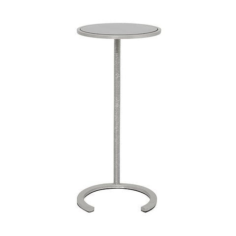 Worlds Away Modern Round Drink Table with Mirror Accent Table