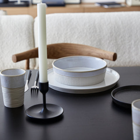 Decorated Minimalist Matte Solid Stoneware Plate Set