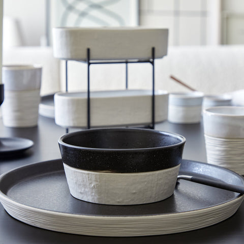 Costa Nova Modern Minimalist Two-tone Matte Stoneware Fruit Bowl - Set of 4