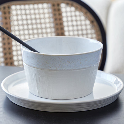 Decorated Two-tone Stoneware Bowl Set in Matte Finish