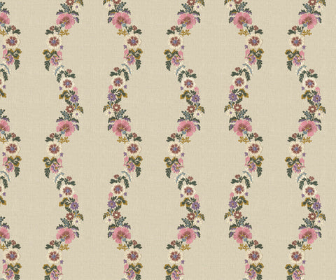 Artisan-Crafted Floral Fabric in Terracotta