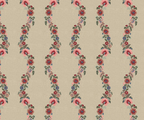 Artisan-Crafted Floral Fabric in Terracotta