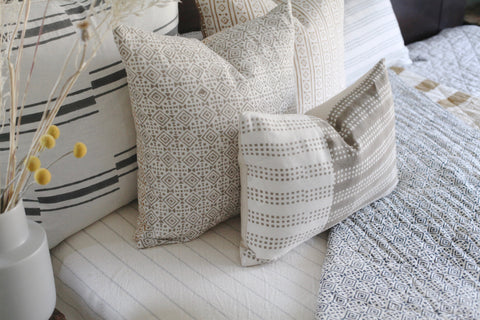 Filling Spaces Artful Traditionalist Bohemian Handcrafted Accent Throw Pillow - 18 x 18 - 20 x 20 - 22 x 22 - 24 x 24 - 26X 26 - 14 x 20 - 14 x 40 - 18 x 40 - 16 x 50