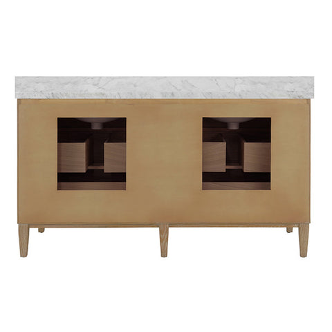 Worlds Away Modern Oak Bathroom Vanity with Marble Top