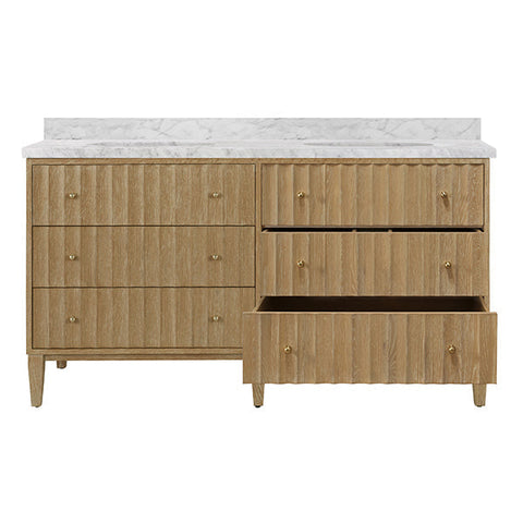 Worlds Away Modern Oak Bathroom Vanity with Marble Top