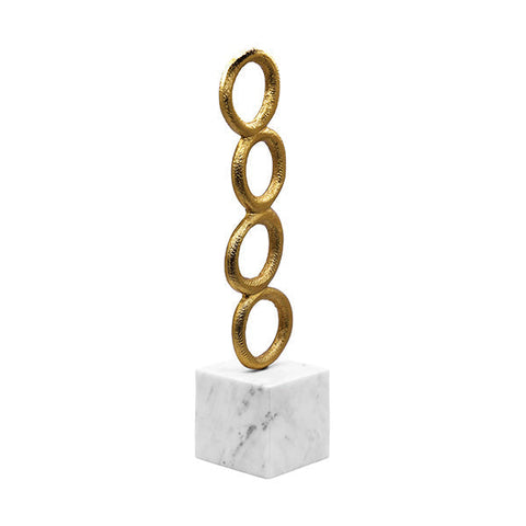 Modern Asymmetrical Abstract Brass Marble Sculpture