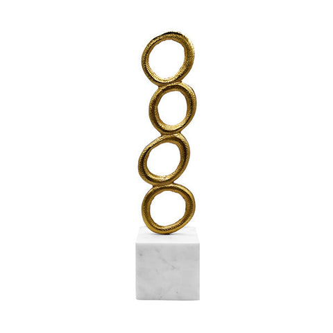 Modern Asymmetrical Abstract Brass Marble Sculpture