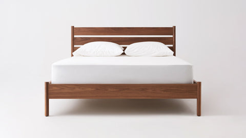 EQ3 Minimalist Monarch Slat Platform Bed in Walnut - King - King - Queen